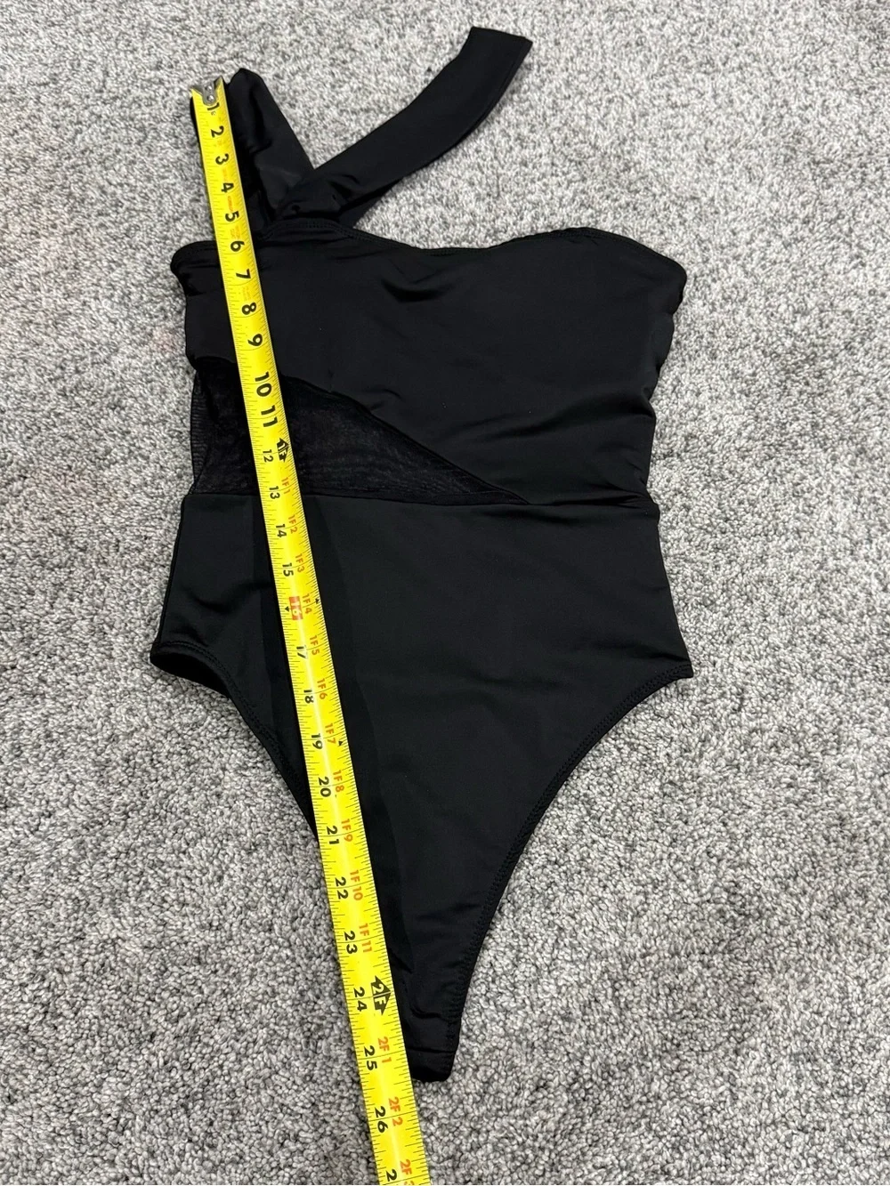 Alieva Black Skylar Prune Mesh Cheeky One Piece Swimsuit Asymmetrical Women’s S